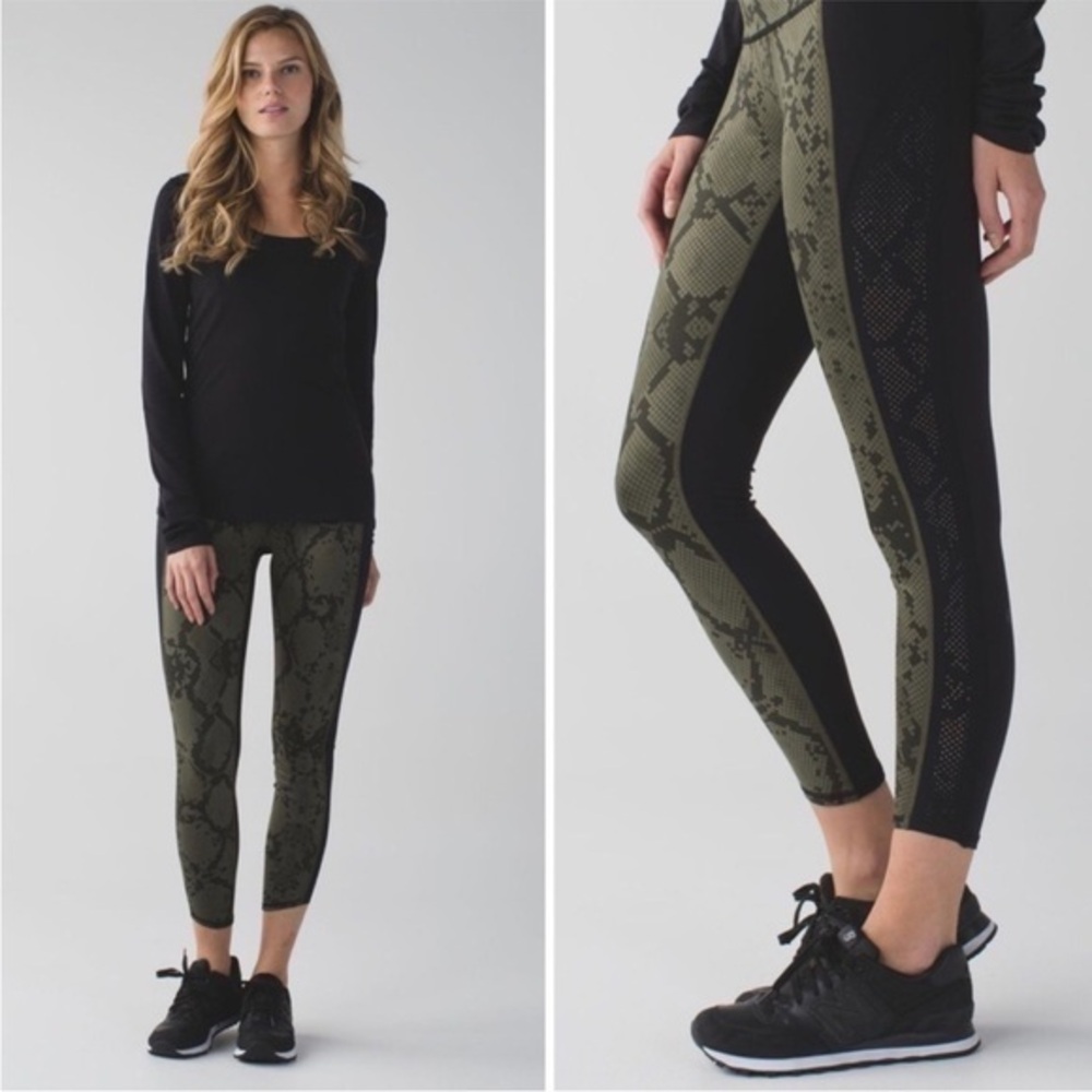 Lululemon Beyond Boundaries Pant Ziggy Snake Black lazer cut side panel EUC